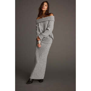 12th Tribe Pamela Heather Grey Sweater Maxi Skirt Size LL